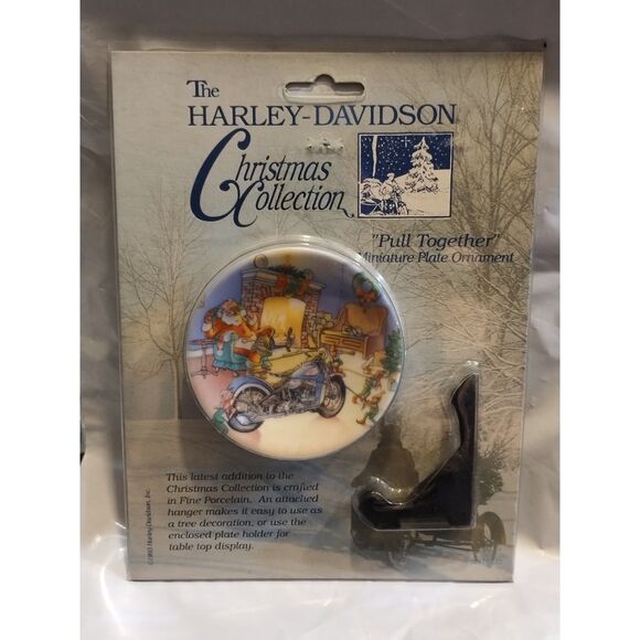 Vintage Harley Davidson Christmas Collection Miniature Plate Ornament - Picture 3 of 4